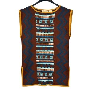 Catalina Jacquard Vintage Wool Blend Sleeveless Sweater